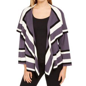 Anne Klein Open Cardigan | Grey White | Size XXS